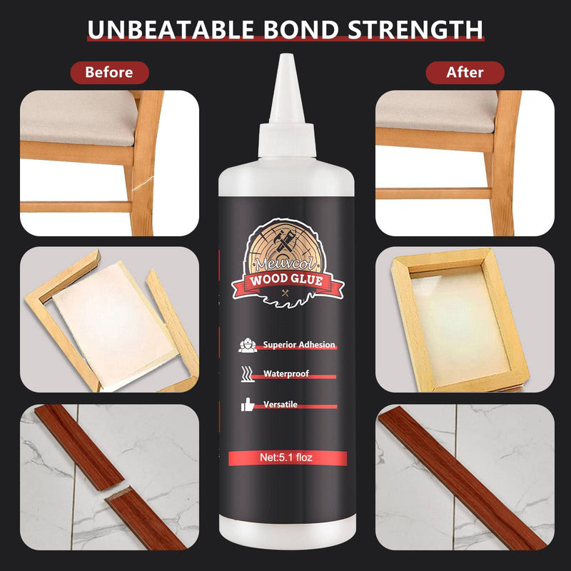 Wood Glue, Strongest Glue for Woodworking, Waterproof Clear Wood Glue for Furniture Heavy Duty, Interior & Exterior Furniture Glue for Crafts, Furniture, Baseboard, cabinets, Door (150g) 150g