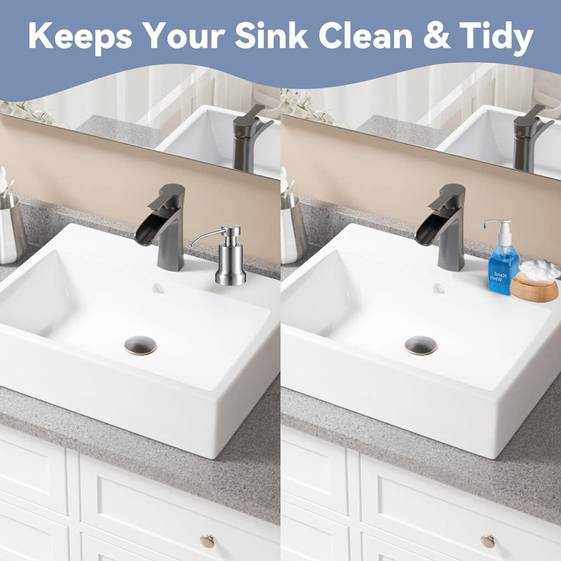 Foaming Soap Dispenser for Kitchen Sink and Bathroom Countertop: Built in Foaming Sink Soap Dispenser Pump, Stainless Steel Foam Soap Pump with 22oz Under Counter Bottle