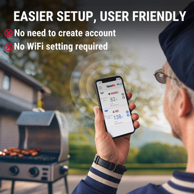 ThermoPro 450 ft Bluetooth Meat Thermometer with 2 Probes, Meat Thermometer Digital Wireless for BBQ Oven, Smoker Thermometer for Cooking Chicken Steaks Poultry