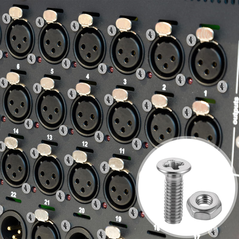 100 Pcs D Series Panel Screws and Nut Kit, Panel Mount Connector Stainless Steel Square D Panel Metal Screws M5 X 8 mm Audio Server Rack Mounts Screws and Nuts for Attaching D-Series Panel Connectors