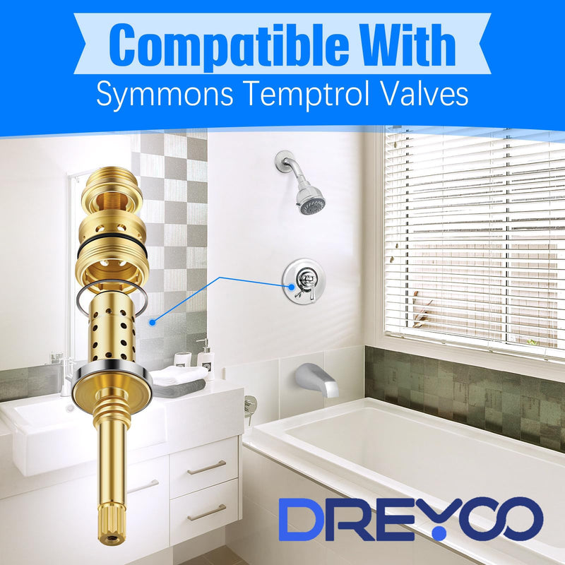 Dreyoo 2 Set Valve Rebuild Kit Replacement Compatible with Symmons Temptrol Valve, TA-10 Spindle Assembly, TA-4 Hot and Cold Seats, T-11 Washer, Fix Tub/Shower Valve Leak, Solid Brass
