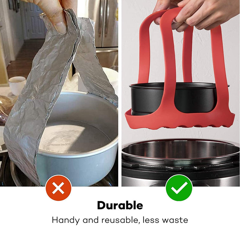 Goldlion Silicone Sling Lifter Accessories Compatible with Instant Pot 6 Qt and 8 Qt, Ninja Foodi 5 Qt / 6.5 Qt / 8 Qt and Other Brand Pressure Cookers, Red 6 Qt/8 Qt