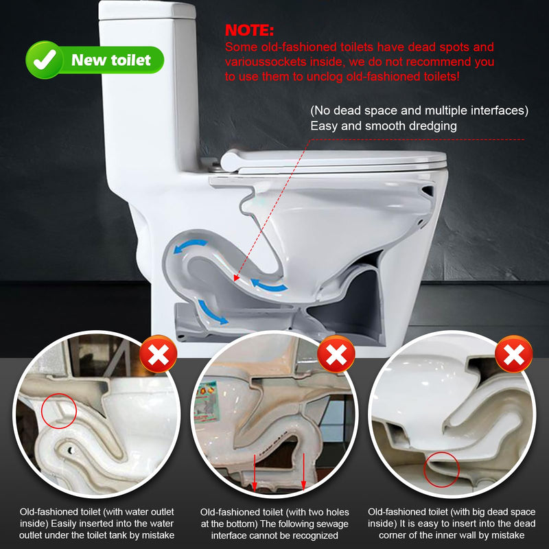 51inch Toilet Auger, Upgraded Toilet Snake, Flexible Claw Grabber Pickup Tool with 4 Claws For Picking Up Clogs In Toilet Pipes And Drains, Comes With Gloves 51inch Toilet Auger Grabber