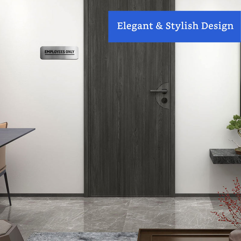 Employees Only Sign (Brushed Aluminum 9 in x 3 in) - Employee Only Signs for Doors - Office Signs - Business Signage - Restaurant Sign - Letreros para Negocios 1