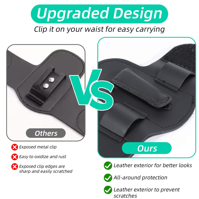 Tethoscope Holder Clip for Scrubs - PU Black Leather Stethoscope Clip for Scrubs - White Coats, Belts