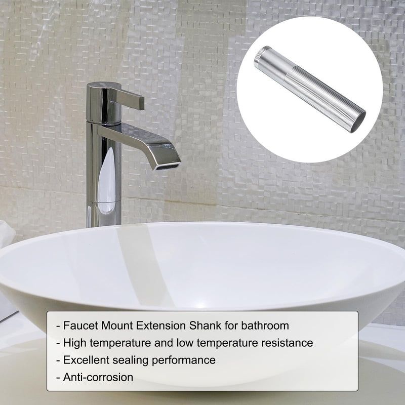 uxcell 6" Faucet Mount Extension Shank Stainless Steel Threaded Pipe Lengthen Mounting Shank Lengthen Fixed High Foot 1PCS 6 Inch