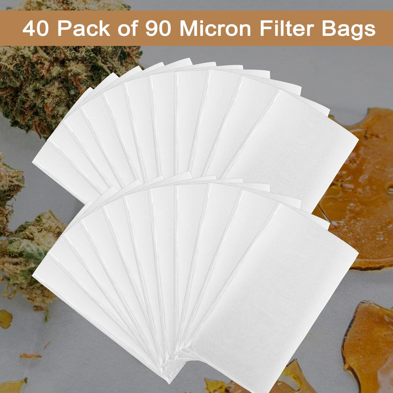 90 Micron Food Grade Nylon Tea Filter Bags 2.5"x4.5" Pressable Rosin, Filter Tea 40 Pack 90 Micron