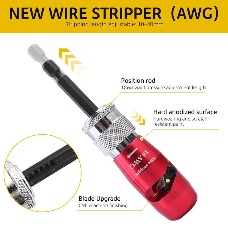 Wire Stripper for Drill,Multi-Spec 6/8/10/12/14 AWG,Wire Twister Tool for Drill,High-Efficiency Drill Wire Stripper,Electrical Tools Wire Nut Twister, AWG Wire Stripper for Electricians