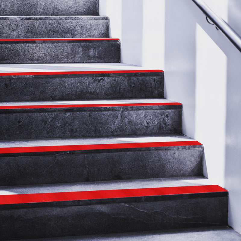 TEHAUX Anti Slip Tape for Stairs, 3.93 Inch x 16 FT Stair Treads Non Skid Tape Red, Abrasive Tape for Stairs Steps, Indoor Outdoor Step Warning Tape for Tub Pools Floor Bathrooms Stairs