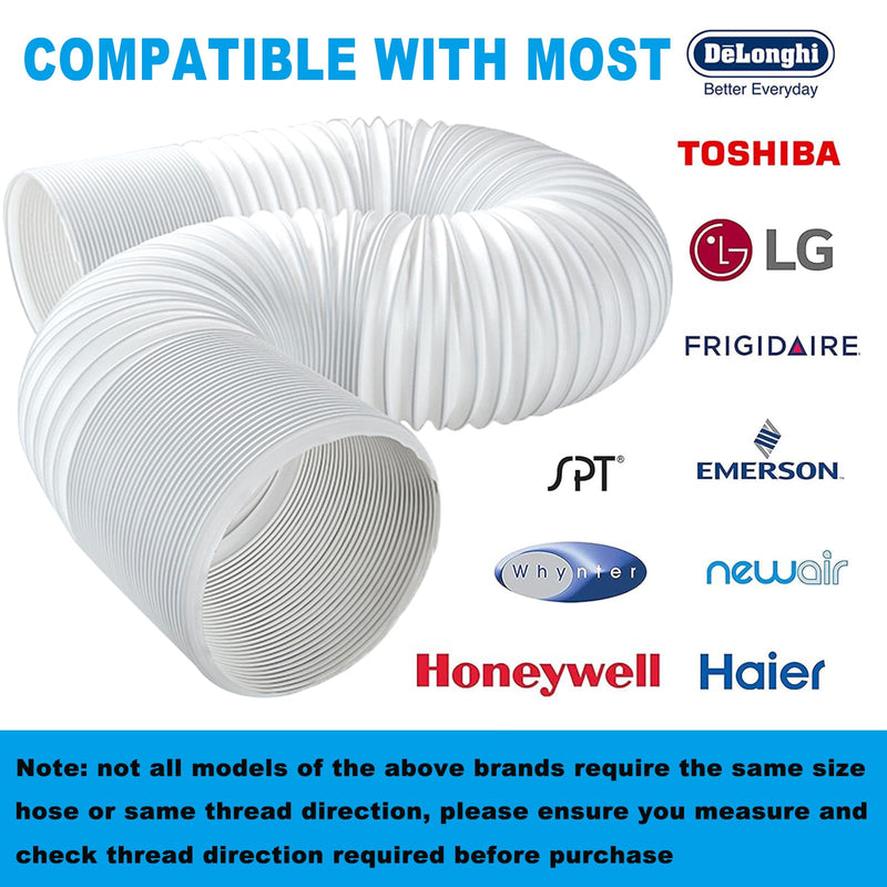 80" Length 5.9 Inch Diameter Portable Air Conditioner Hose Exhaust Vent AC Hose Counter-Clockwise Thread Tube Universal Replacement Compatible with Haier, LG, Delonghi and More 80 inch Hose