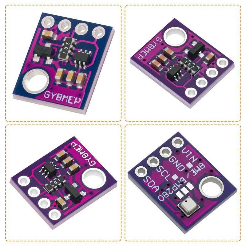 4pcs BME280 5V Sensor Module GY-BME280-5 Atmospheric Pressure Sensor Temperature Humidity Sensor I2C Interface Compatible with Arduino
