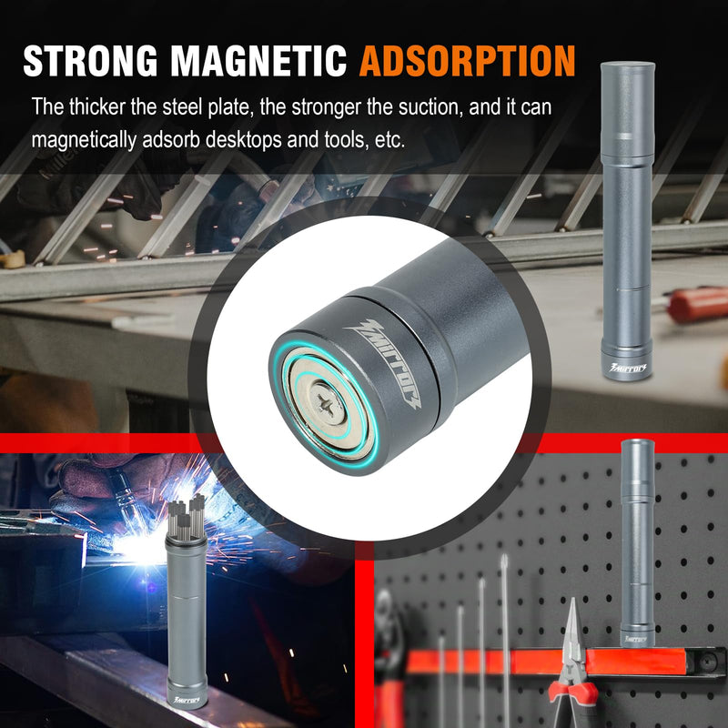 3mirrors Tungsten Holder-Titanium Gray Storage Tube for TIG Tungsten Electrode with 3 Section Divider & Magnetic Base,Protective Fit that Prevents Oxidation and Damage. Titanium Gray