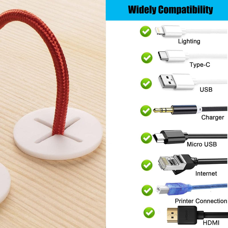 TuTuYa 10PCS Desk Grommet, Desk Grommet 1 Inch (25mm) Desk Cable Grommet Desk Cable Hole Covers with Hole Saw, Ideal Solution for Office and Home Table Cable(White) 1 Inch_25mm White10PCS