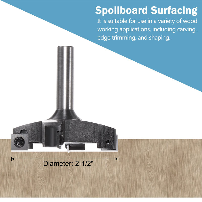 HARFINGTON CNC Spoilboard Surfacing Router Bit 3" Dia 1/2" Shank Cutting Tool, Carbide Tip Woodworking Slab Surfacing Bit