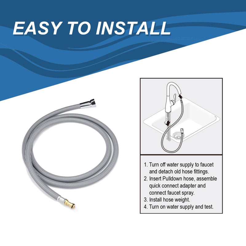 Replacement Hose Kit for Moen Pull Down Kitchen Faucet 150259, Compatible with Moen Kitchen Sink Faucet Replacement Part 150259/187108, Reflex Moen Pull Down Hose, 68" Quick Connect Hose