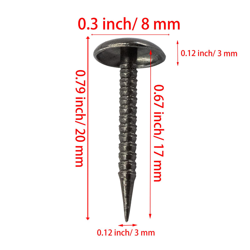 100 PCS Mini Upholstery Nails, 4/5" Decorative Furniture Tacks, Round Head Furniture Thumb Pushpins DIY Tacks for Sofa Bed Message Board Photo Walls, Black 4/5"-Black