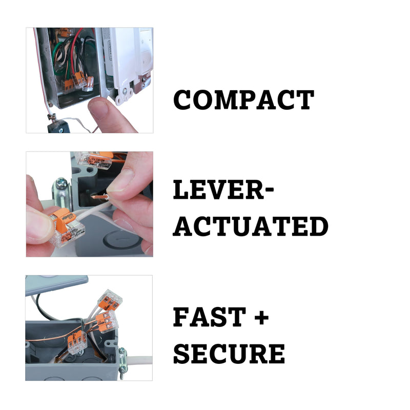 WAGO 221-413 Lever-Nuts - 3-Conductor Compact Splicing Connectors (10-Pack) Clam Shell - NewNest Australia