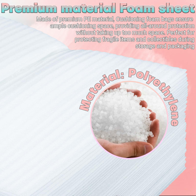 100 Pack Cushion Foam Pouches and Sheets Moving Supplies, 10X12 inch Moving Foam Wrap Pouches, Packing Supplies for Storage and Shipping, Protect mug, Cup, Glasses, China, and Dishes(0.04" Thickness) 100P10X12"-0.04T
