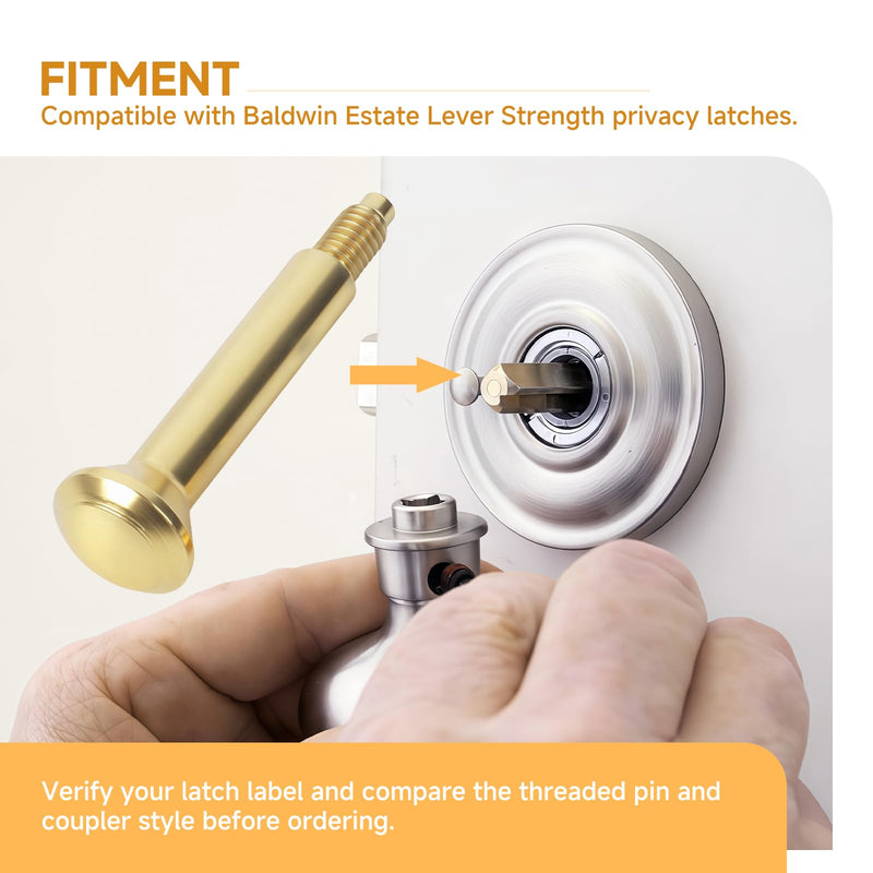 5513.0030 Privacy Pin Compatible with Baldwin Estate Door Handle | Suitable for Baldwin Estate lever privacy latch; lifetime polished brass threaded push pin with coupler door lock replacement