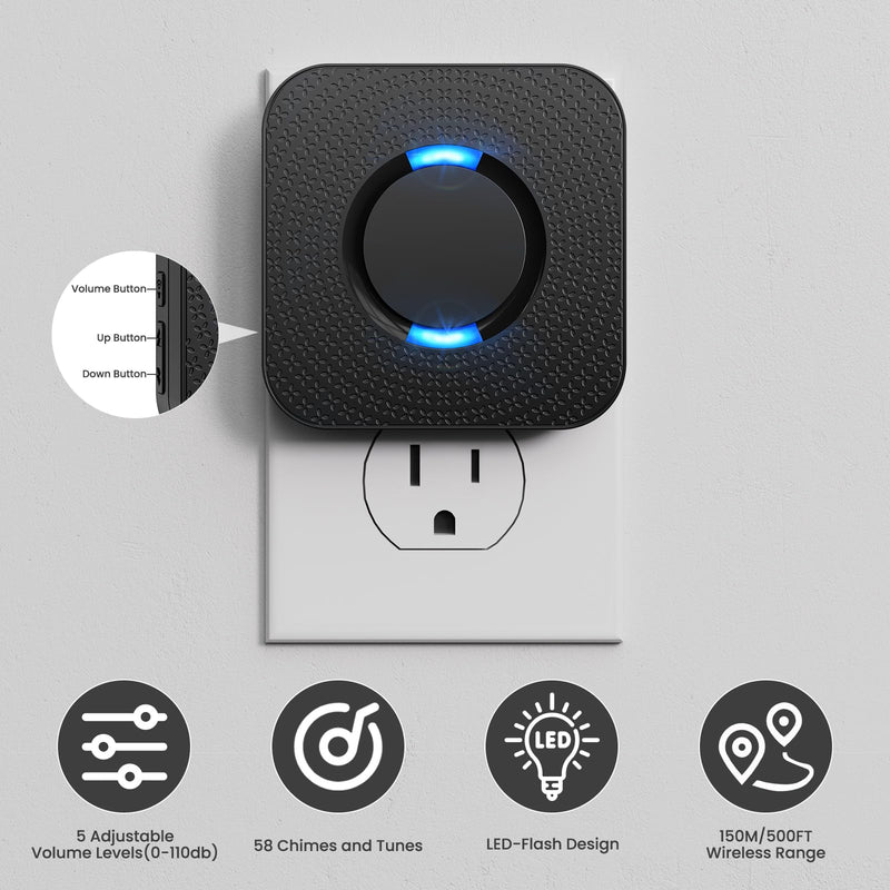Wireless Motion Sensor LED Light - Motion Detector Alarm Chimes Door Sensor with 500 FT Range Security Alert Monitor System for Home, Business, Store, Office, School A 1 Receiver+2 Sensors