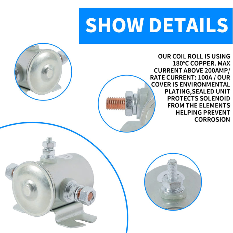 Max 200A Trombetta Continuous Solenoid Relay 3 Terminal Heavy Duty Winch Marine 24106 SPST Solenoid 12VDC
