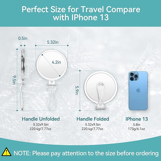 Hand Mirror, 30x and Equal Double Sided Makeup Mirror, Stand & Hand Mirror, Lightweight, Compact, Convenient to Carry, Round - NewNest Australia