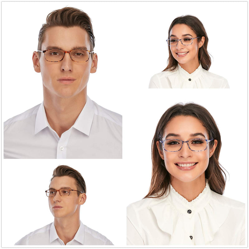 DOOViC Computer Reading Glasses Blue Light Blocking TR90 Frame Lightweight Flexible Readers for Women Men,4 Pack 4 Pack Mix Color 2.25 x