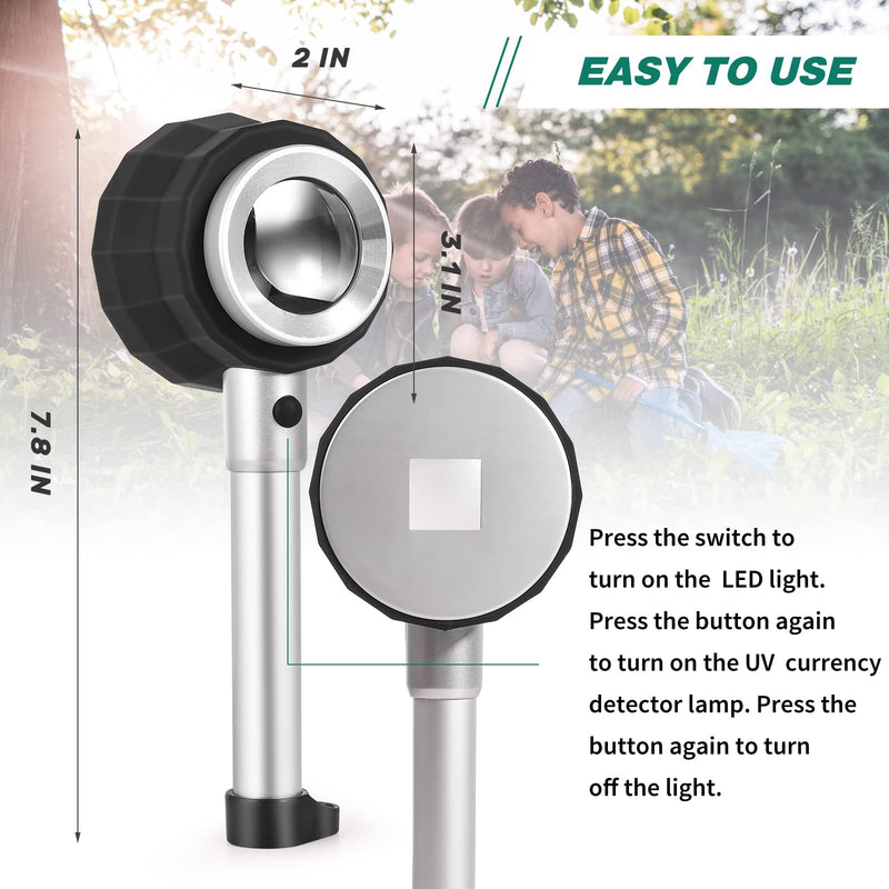 30X Handheld Magnifier with 6 Light, Jeweler Loupes Lighted Magnifying Glass-USB Rechargeable for Seniors Reading Coins Crafts Jewelry Hobbies 30X-1.41in