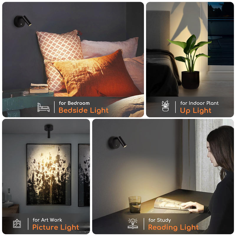 Wireless Spot Lights Indoor with Remote Up Lights Indoor Picture Light Battery Operated Spotlights with Timer Dimmable Accent Uplighting Indoor Stick on Wall Light for Plant Artwork, 1 Pack