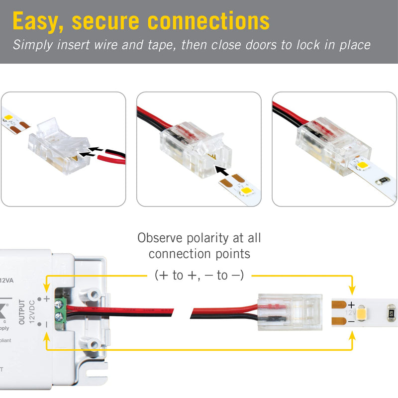 Armacost Lighting 566021 White/Single Color LED Wire to Tape Connector - 18 Pk 18 Pack Wire to Tape LED Strip Light Connectors