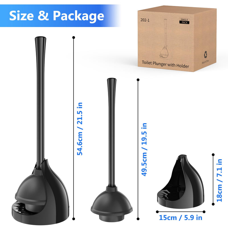 Toilet Plunger with Holder, Plunger with Unique Holder, Plungers for Bathroom with Holder, Toilet Plunger Heavy Duty (1, Black) 1 - NewNest Australia
