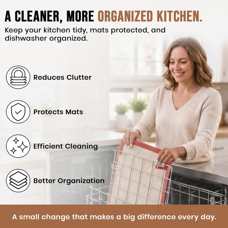 Silicone Mat Dishwasher Caddy Holder Stand: Silspa Dishwasher Safe Cage, Effortless Cleaning, Universal Fit, Durable Stainless Steel, Perfect Kitchen Accessory and Storage Basket