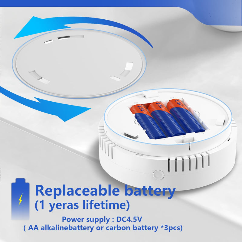 3 Packs Carbon Monoxide Detectors, Replaceable Battery Operated Household CO Detector Alarm, with Digital Display for Warehouse Kitchen Restaurant Hotel Office Garage 3-pack