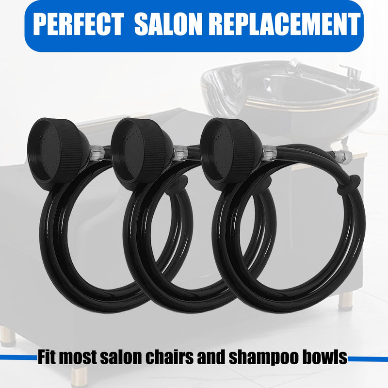 3 Pcs Shampoo Bowl Hose and Sprayer, Salon Hand Held Shower Heads and Rubber Hose Attachment for Shampoo Bowl Faucet Vacuum Breaker, Salon Sink Replacement, Barber Shop, Spa, 1/4" Thread