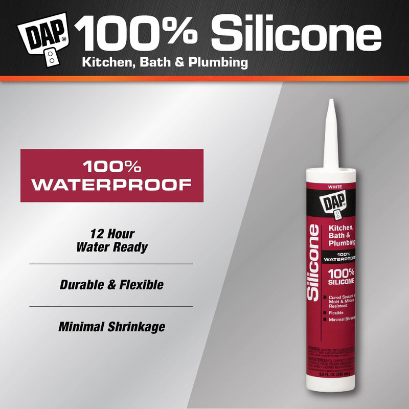 Dap 08640 Bathroom Silicone Rubber Caulk 9.8-Ounce White 1