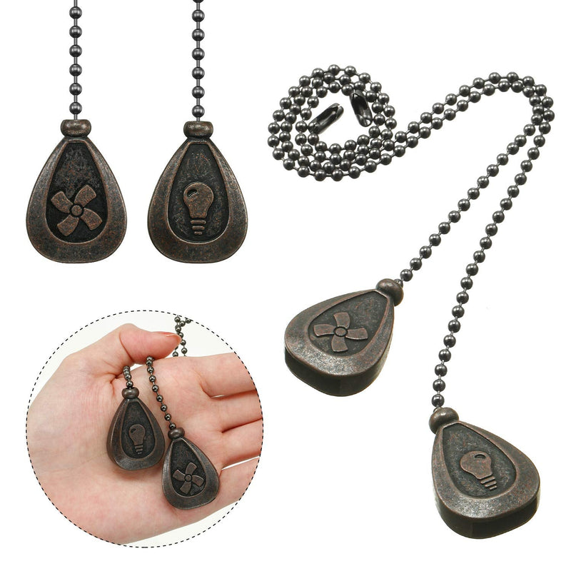 4 Pieces Ceiling Fan Pull Chain Extender Ornament 12 Inch Ceiling Pull Chain Extension Classic Drop Shaped Pendant Beaded Ball Cord for Fan light lamp decorative with Connector(Black Copper) Black Copper