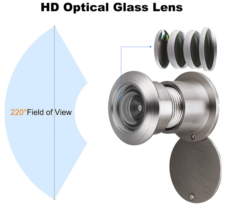 TOGU 3828 Brass Extra Larger peep Holes for Door with 1-1/10“ Drill Bit, 220-degree Door viewer Peephole with Privacy Cover, Fitting Door Thick from 1-3/5" to 2-1/5", Satin Nickel Finish