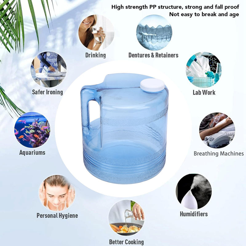 Distilled Water Bottle Jug, Shockproof Distiller Water Container 4L Sure Grip for Home Beauty Countertop