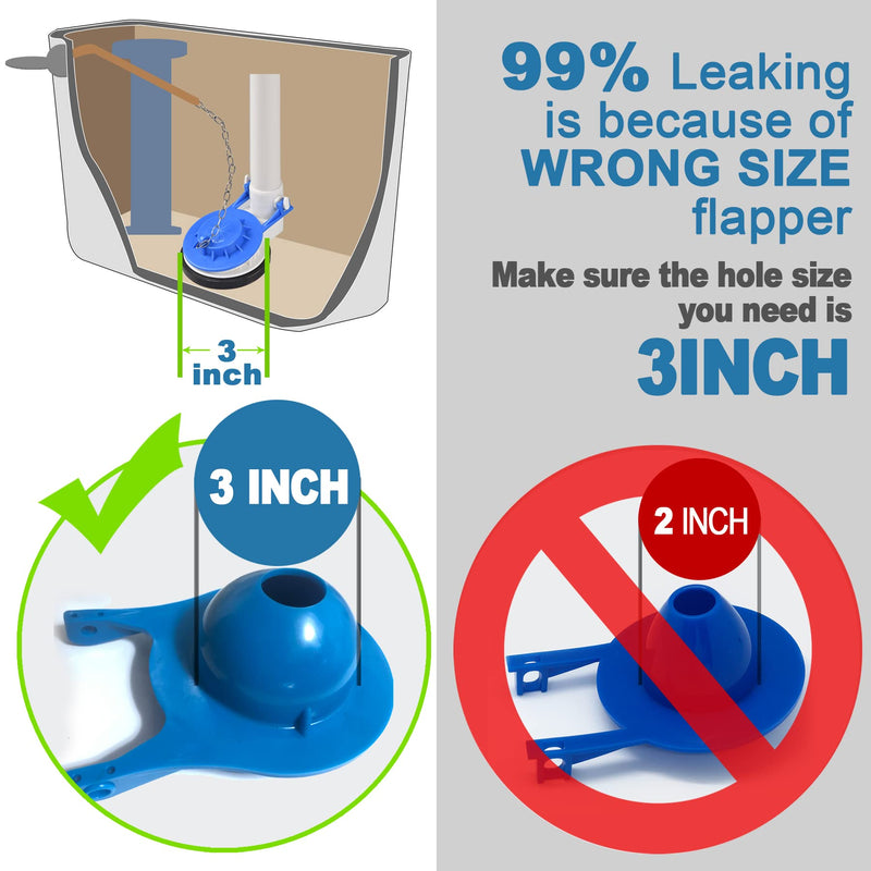Toilet Flapper Replacement kit 3 inch (2 Pack) for TOTO Toilet Flapper 3'' Easy to Install with Stainless Chain & Rubber fit 3-inch Flush Valve Toilet for G-Max, THU499S, THU331S, THU175S & 2021BP 2 Flappers