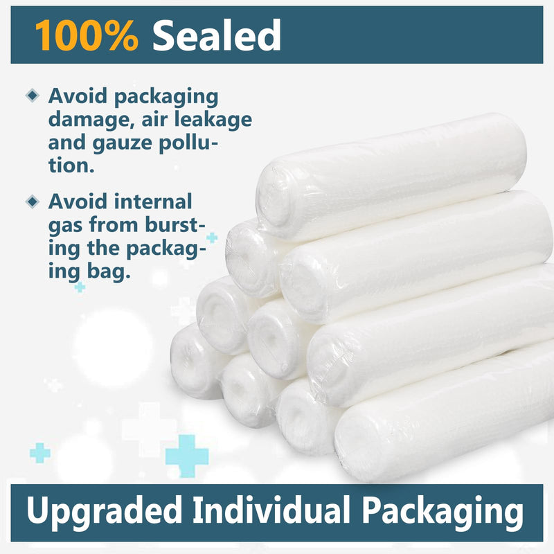 32 Pack Gauze Rolls, 4 in x 4.1 Yards, Premium Gauze Wrap Roll for Wounds, Bandage Wrap Rolled Gauze, Mummy Wraps, Individually Wrapped C-32p