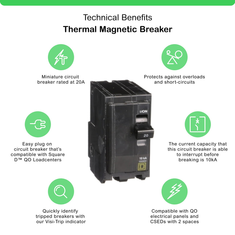 Telemecanique Sensors - QO220CP QO 20Amp Two-Pole Circuit Breaker