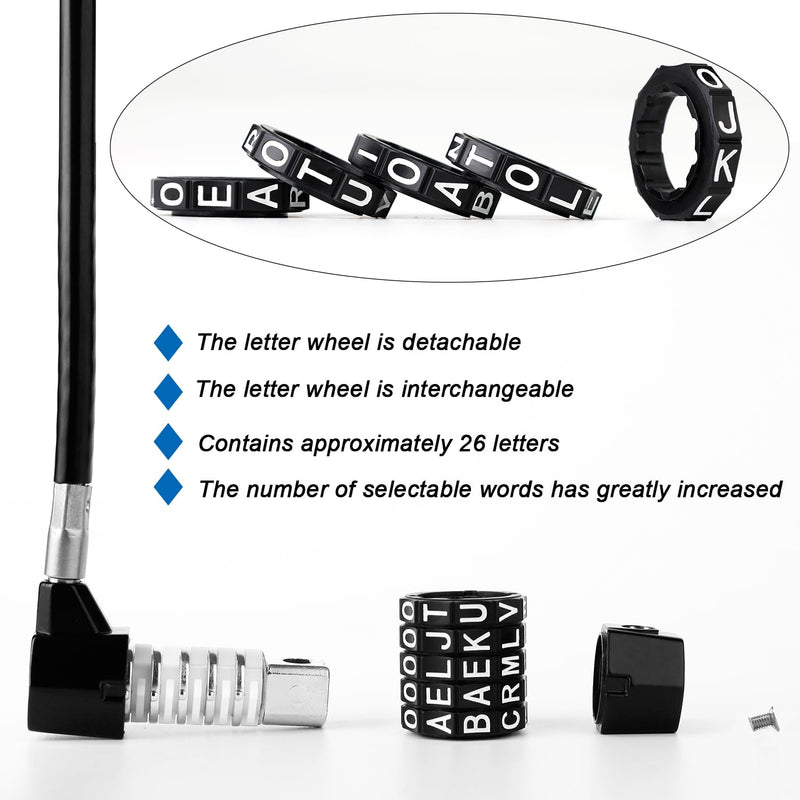 5-Word Resettable Combination Lock, Letter Lock- Home Security Padlock with 8mm Anti-Theft Cable for Garden Gates, Glass Doors, Pool, Refrigerator,Bikes, Gates, Storage (22''(Locking Span 11'')) 22''(Locking span 11'')