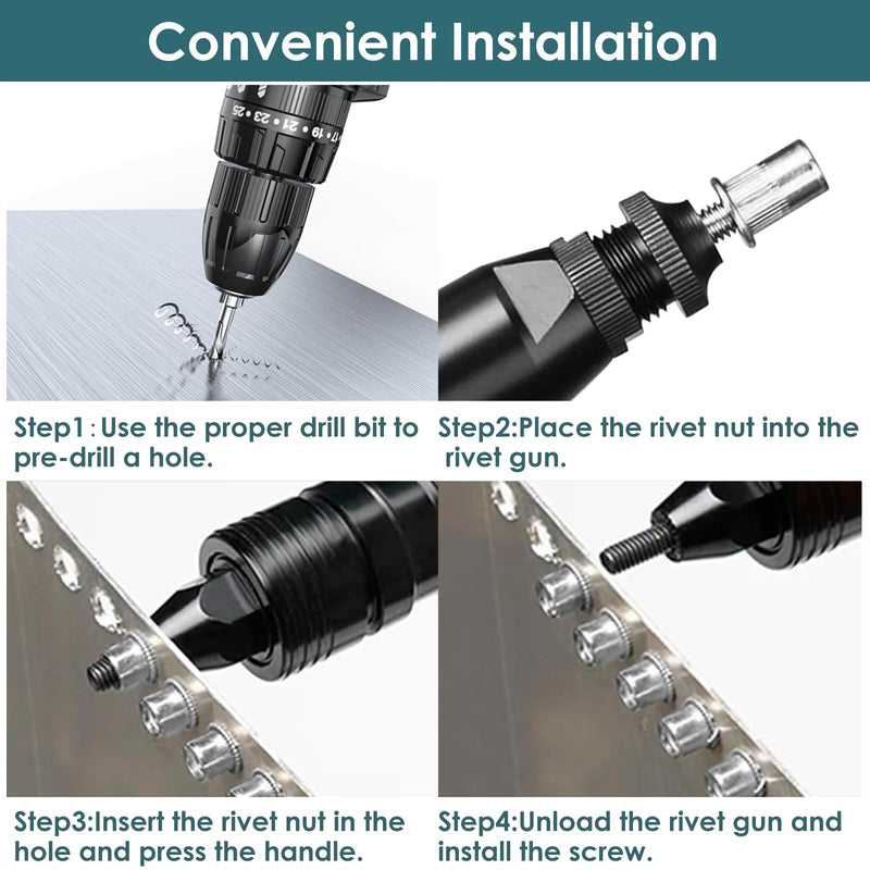 25Pcs M10 Rivet Nuts,Stainless Steel Threaded Rivet,Knurled Nutsert,Flat Head Rivnut,Insert Nut,Metric Rivet,Bright Finish, Fully Machine Thread