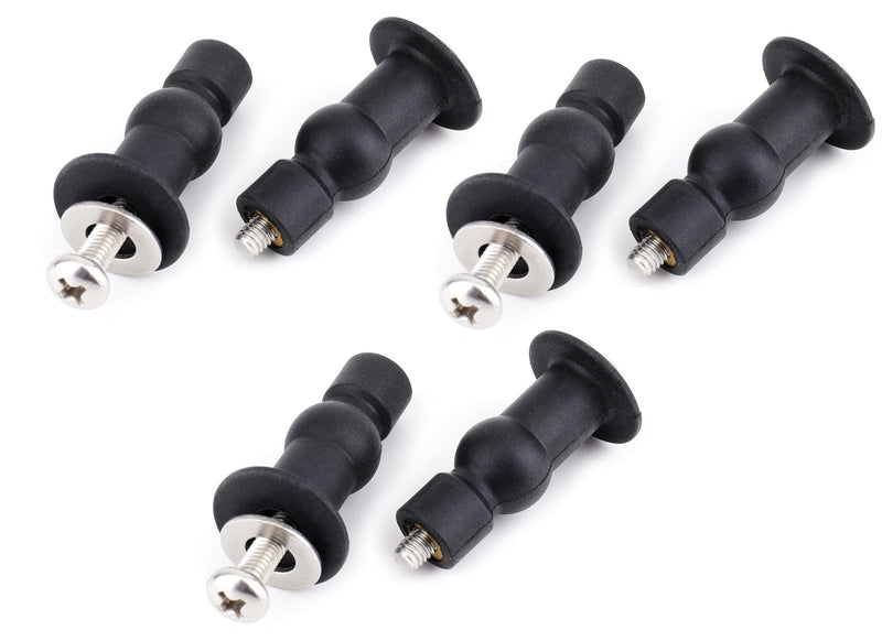 6 Pack Toilet Seat Hinges Screws Top Mount Nuts Screws Toilet Seat Fixings Expanding Rubber Toilet Seat Bolts Kit Compatible Black