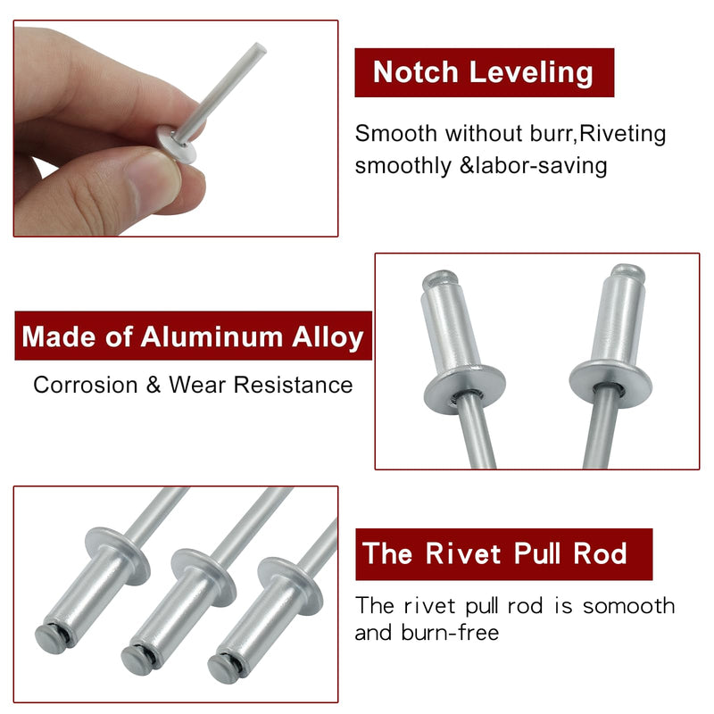 50 Pcs 1/4" x 3/4" Aluminum Blind Rivets Dome Head Pop Rivets for Installing Accessories, Silver 1/4" x 3/4"