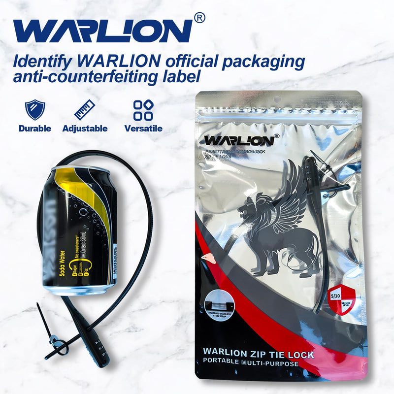 WARLION Zip Tie Lock - 3-Digit Adjustable Cable Lock, for Bike Rack Lock, Motorcycle Helmet, Skateboard, Skis, French Door, Stroller & Cabinet - Ideal for Lightweight Security (2 Pack) 2 Pack Black