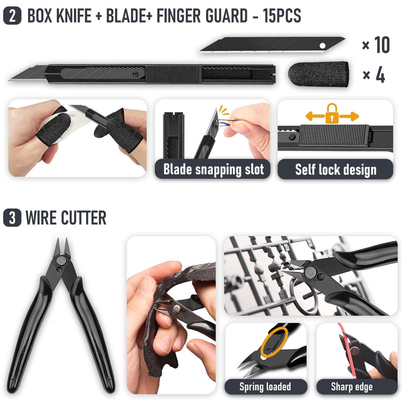 3D Printer Tools Kit Essential, 3D Printing Tools Kit, 3D Printer Accessories, Deburring Tool, Wire Cutter, Drill, Scraper for Remove, Smoothing, Finishing, Deburring, Craving, Drilling Tool Kit