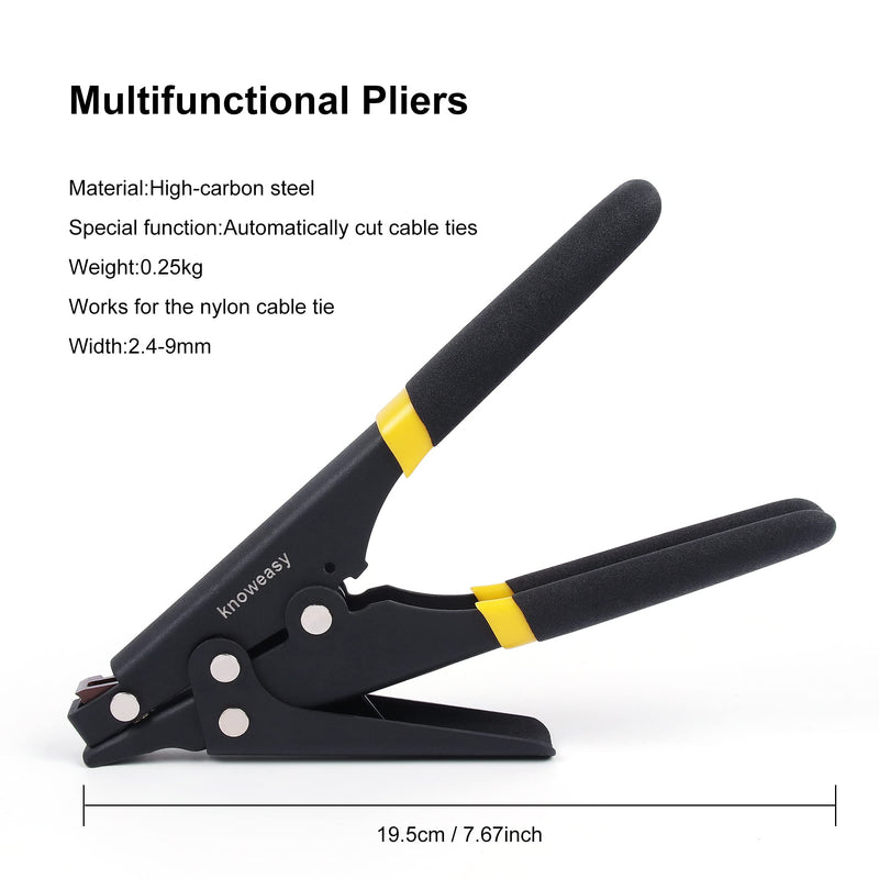 Cable Tie Tool,Knoweasy Zip Tie Tool and Tensioning and Cutting Tool for Plastic or Nylon Cable Tie Black