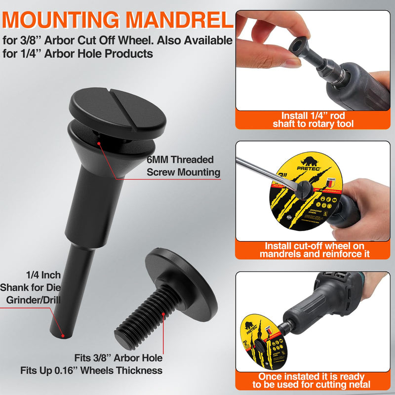 Die Grinder Cut-Off Wheel, 27 Pcs 3Inch Cut Off Wheels with 1/4 in Mounting Mandrel Kit for Die Grinder, 3/8" Arbor Hole Cutting Wheel for Metal & Stainless Steel Rotary Tool Drill Attachment 30