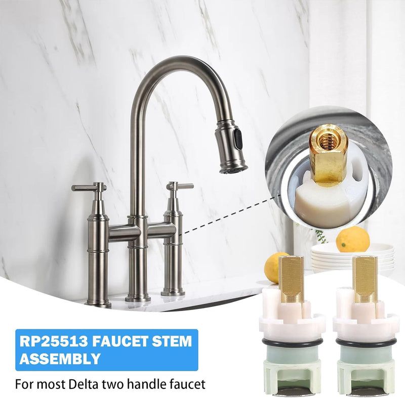 RP25513 Faucet Cartridge Replacement Repair Kit for Delta 2 Pack Shower Valve Stem Assembly with RP4993 Seats Springs, Compatible with Delta Bathtub Sink Bathroom 2 Handle Faucets